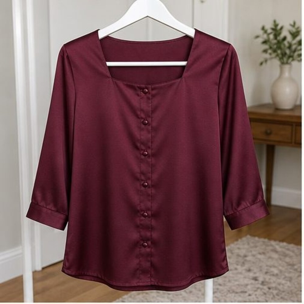 Burgundy V Neck Top